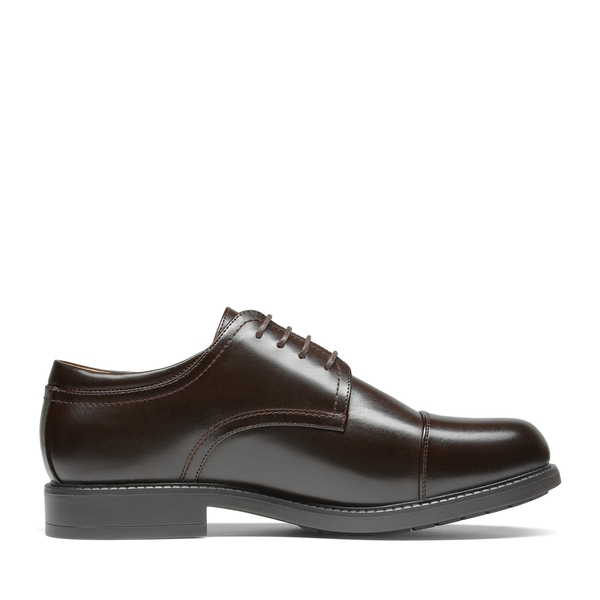 Men's Wide-Fit Cap Toe Oxford Shoes - DARK BROWN - 2